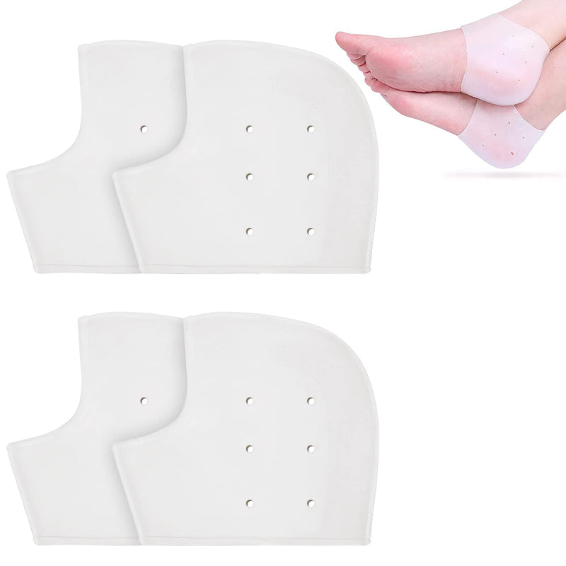 FRIUSATE Pack of 4 Silicone Heel Pads Heel Protection Gel Heel Gel Pads Gel Heel Protection for Heel Pain, Dry Cracked Heel (White) - NewNest Australia