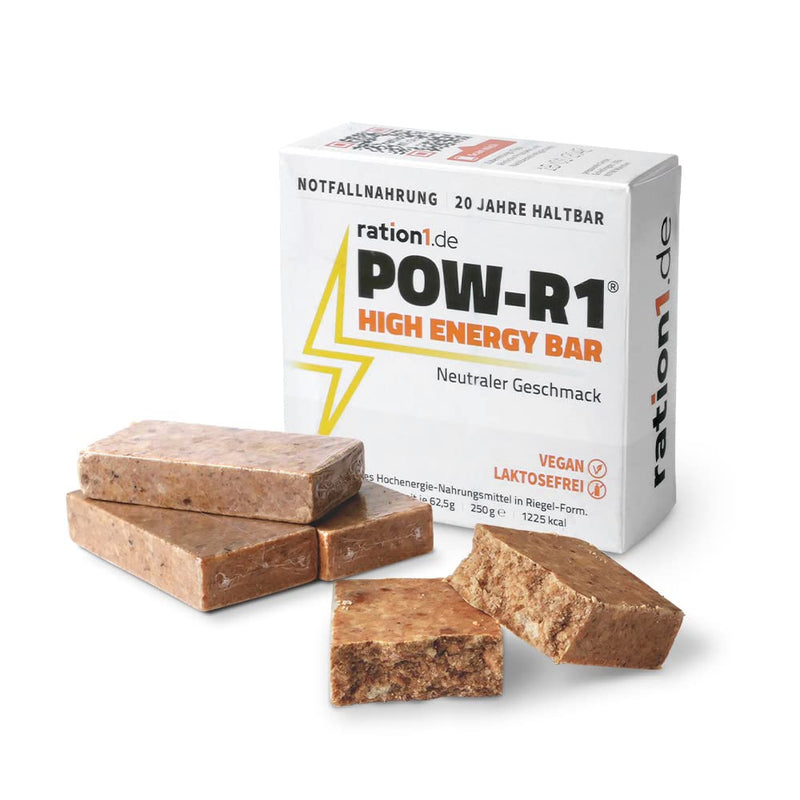 Ration1 Pow-R1 High Energy Bar, Energy Bar, Trekking Food, Climbing Food 4 Energy Bars, Emergency Ration Vegan & Lactose-Free, 20-Year Shelf Life, Emergency Food 4 Pieces (Pack Of 1) - NewNest Australia