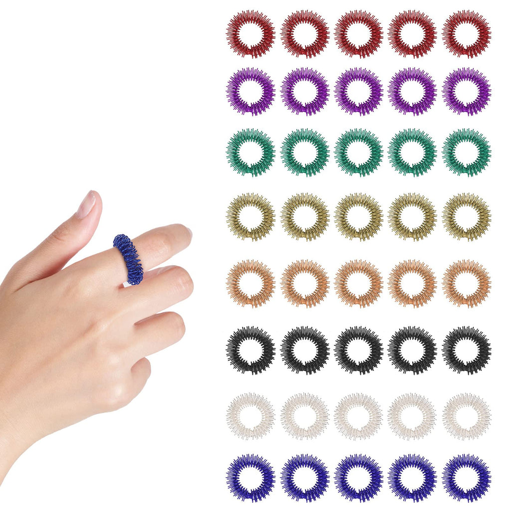 Pack Of 40 Finger Massage Rings, 8 Colors, Spiky Sensory Finger Rings, Anti-Stress Acupressure Rings, Quiet Stress Reducer And Massager For Teenagers And Adults - NewNest Australia