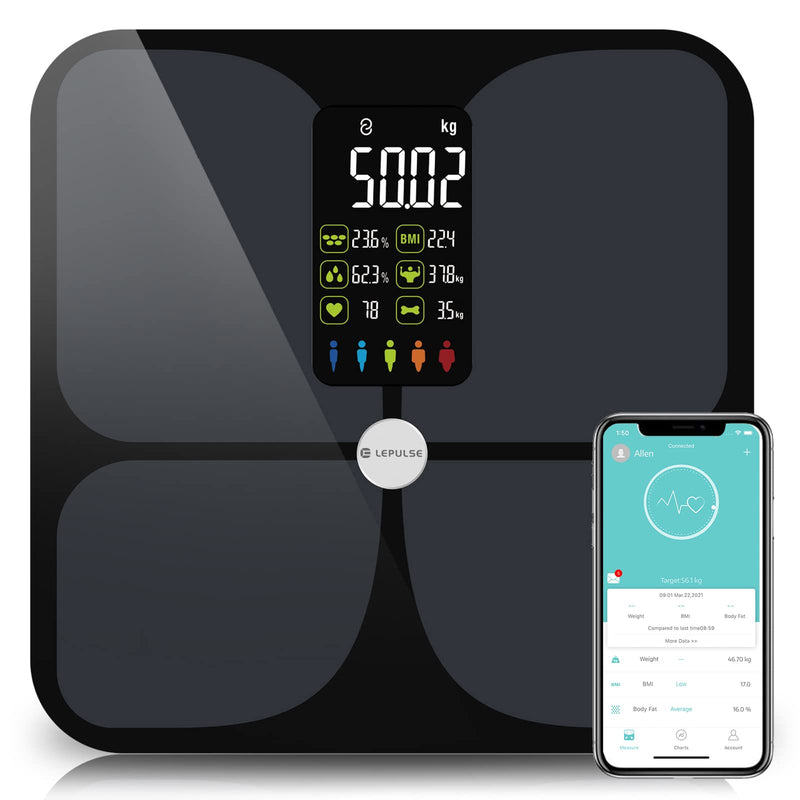 Lepulse Lescale F4 Pro Body Fat Scales With Body Fat And Muscle Mass, Personal Scales With Body Fat Analysis, Body Analysis Scales, Ultra Precision Body Scales, Trend, Large Display, 15 Body Dimensions - NewNest Australia