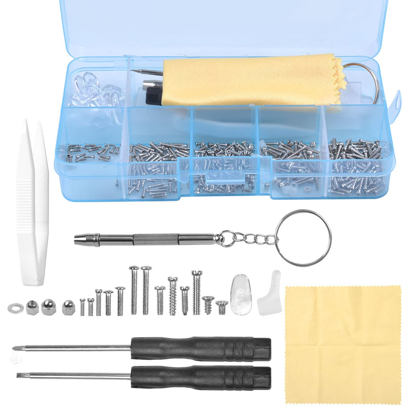 Pack of 500 glasses screws, glasses repair kit with mini screwdriver, screw nut, 10 pairs of nose pads, tweezers, repair tool set for glasses, sunglasses, watches and jewelry - NewNest Australia