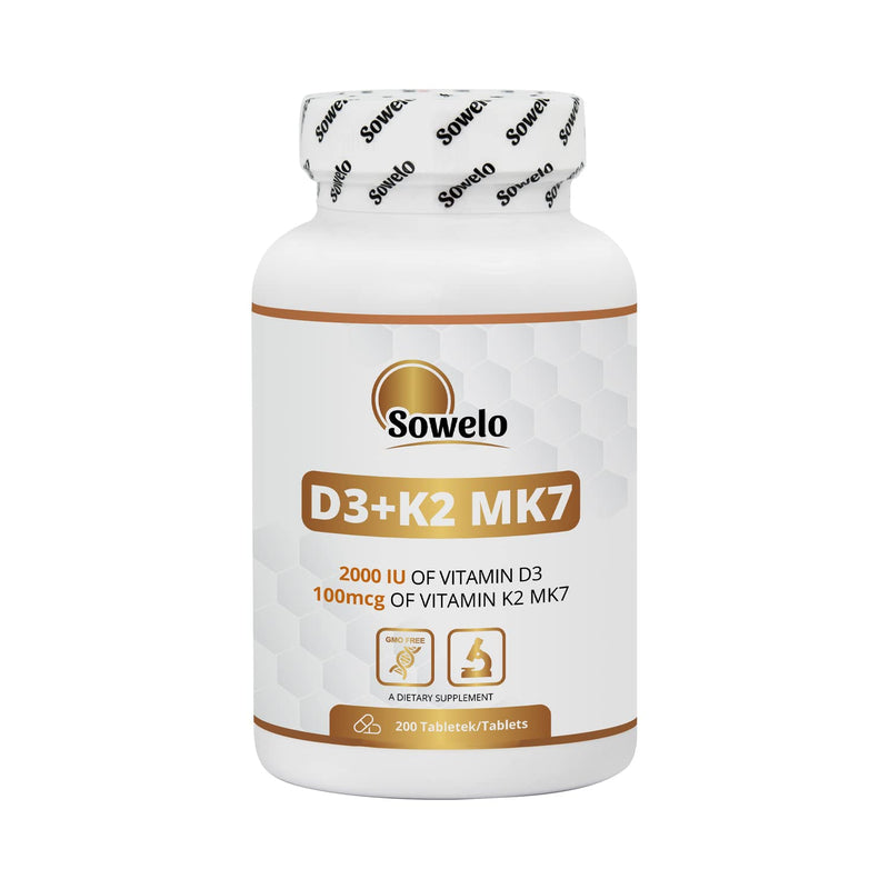 Sowelo - Natural Vitamin D3 I Tablets 2000 Iu + K2 Mk7 100 Mcg I Supports Blood Clotting I Improves The Ability To Concentrate I 200 Capsules" 200 Pieces (Pack Of 1) - NewNest Australia