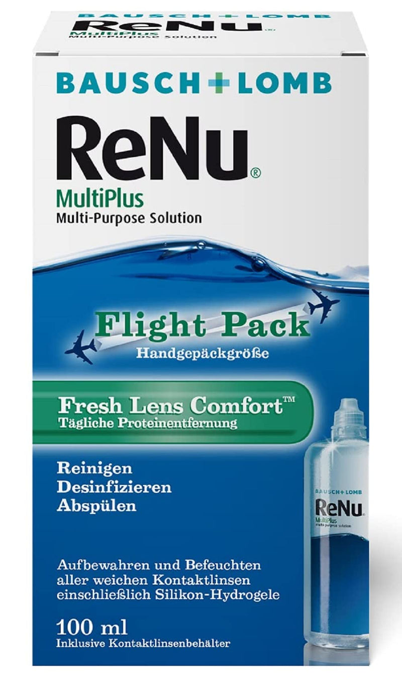 Bausch + Lomb ReNu MultiPlus Combo Solution with Protein Remover - Contact Lens Cleaner, Soft Lens Storage Solution, Travel Set, 100ml Single - NewNest Australia