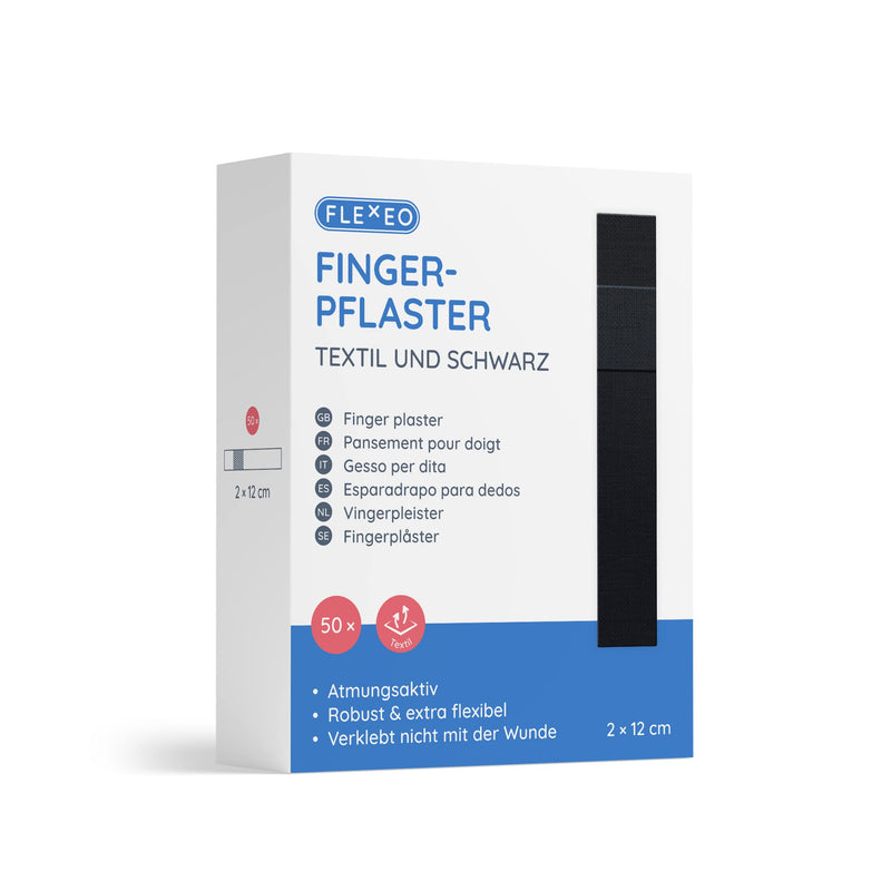 Finger Plasters Long ‚ In Textile 2 Cm X 12 Cm ‚ Pack Of 50 ‚ Black ‚ Finger Strips Long ‚ Plaster Box ‚ Wound Plaster Strips ‚ Finger Plaster Set - NewNest Australia
