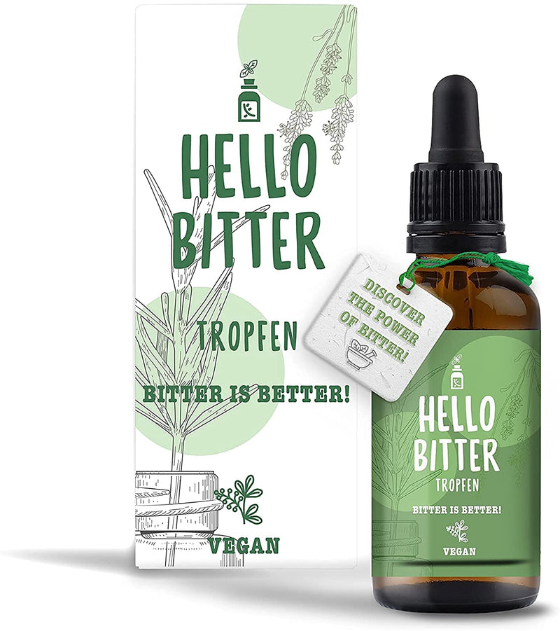 Hellobitter - Bitter Drops 50 Ml According To Hildegard Von Bingen - Bitter Herbs / Bitter Substances Drops Vegan - High Bioavailability, Laboratory Tested, High Dosage, Liquid - NewNest Australia
