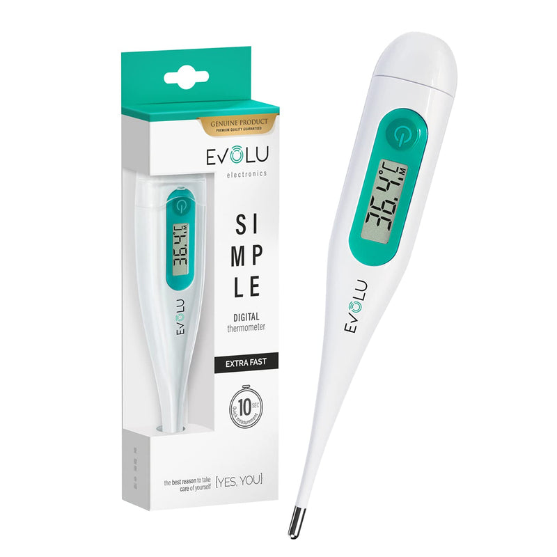 Evolu Waterproof Digital Thermometer - Temperature Measurement In Mouth, Rectal Or Armpit In 10 Seconds For Babies, Children, Adults - High Precision At 0.1¬∞C - Easy To Read Display Storage Box Digital Clinical Thermometer Simple - NewNest Australia