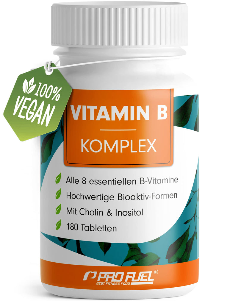 Vitamin B complex, high dose, with B12 - 180 tablets - all 8 B vitamins (B1, B2, B3, B5, B6, B7, B9, B12) with active forms such as Quatrefolic®, co-factors choline and myo inositol, laboratory-tested, vegan - NewNest Australia