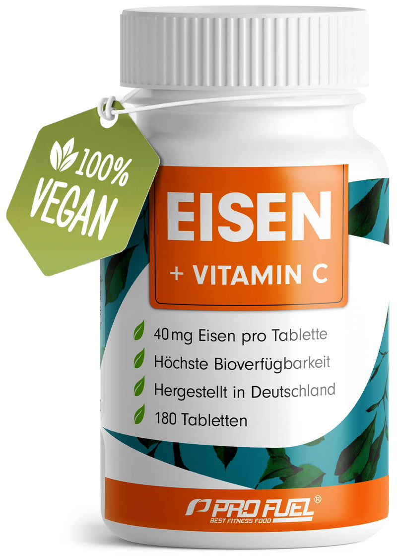 Iron tablets 180x with 40 mg iron + vitamin C (40mg) from rose hips - VEGAN tablets with bioavailable, high doses of bisglycinate - without unwanted additives 1x 180 tablets - NewNest Australia