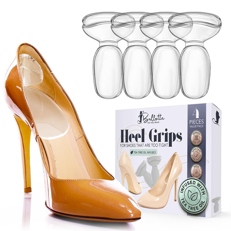 Ballotte - Premium Silicone Heel Protector For Shoes, High Heels Insoles, Heel Pads For Too Big Shoes, Heel Protection Pads, Heel Pad Gel, Non-Slip Pads Shoes Women [Pack Of 4, Tea Tree] - NewNest Australia