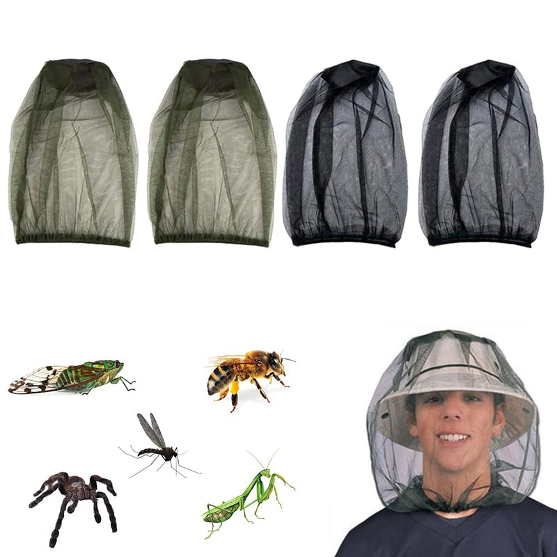 CYIOU Pack of 4 mosquito nets, mosquito net, mosquito hat, head net, head hat, head protection for beekeeping, outdoor hiking, camping, fishing - NewNest Australia