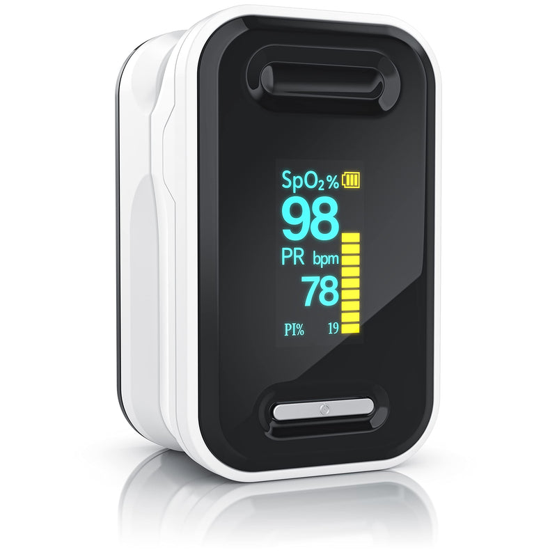 Medicinalis - Finger Pulse Oximeter - Spo2 Heart Rate Monitor - Finger Pulse Oximeter - Measurement Of Pulse And Oxygen Saturation On The Finger - Oled Display - Battery Indicator - Alarm - One Touch Operation - NewNest Australia