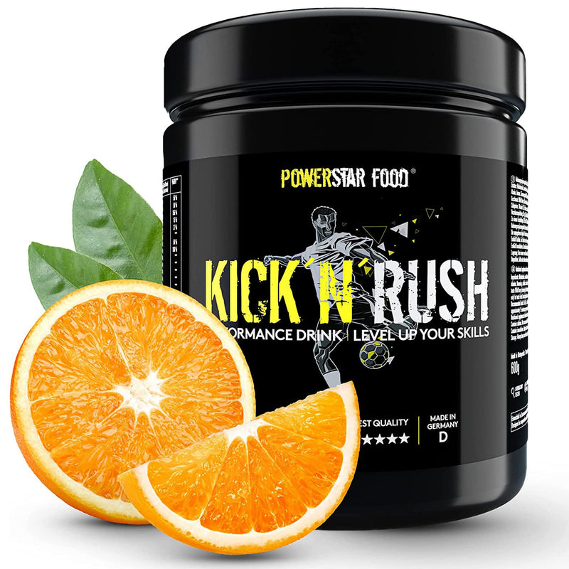 Powerstar Kick'N'Rush Juicy Orange 600 G Pre-Workout Booster For Football & Other Ball Sports, Made In Germany, Fitness Powder With Electrolytes & Caffeine, Energy & Endurance In Training - NewNest Australia