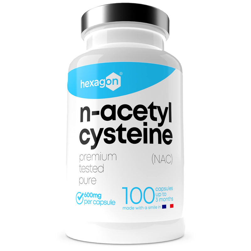 Nac N-Acetyl-Cysteine 600 Mg - +3 Month Treatment - Antioxidant & Detoxifier - Boost Glutathione - Liver Detox & Protection - 100 Vegetarian Capsules - Vegan - No Additives - Hexagon - NewNest Australia