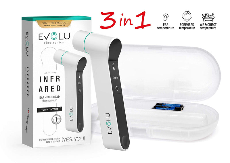 Evolu Fever Thermometer Contactless Infrared Non Contact Forehead Thermometer 3-In-1 Digital Infrared Thermometer - Ear Thermometer For Babies, Children, Adults Ear And Forehead - NewNest Australia