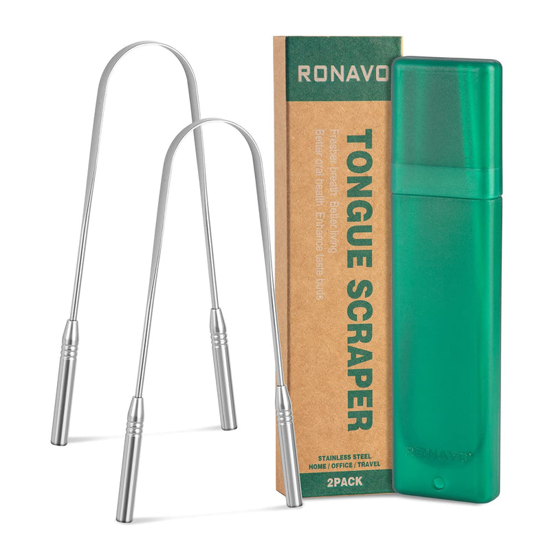 Tongue Cleaner With Travel Case, Tongue Scraper Stainless Steel, Tongue Scraper Cures Bad Breath And Maintains Oral Hygiene, Tongue Cleaner For Adults And Children, Easy To Clean, 2 Pieces U-Silver - NewNest Australia