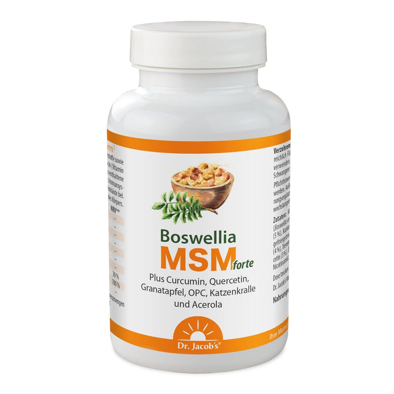 Boswellia MSM forte I frankincense, MSM (organic sulfur), cat's claw, curcumin, OPC, quercetin, pomegranate I for the immune system¹, mucous membranes and intestines² I 90 tablets, 30 servings I vegan - NewNest Australia