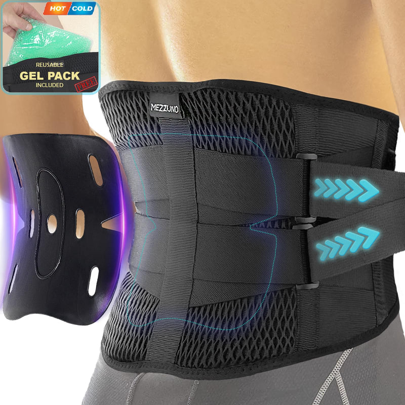 mezzuno Back Brace Men Women with Improved Support Removable and Thermotherapy Pad - Lumbar Support Belt for Lifting Heavy Loads - Back Strap Back Pain (XL) - NewNest Australia