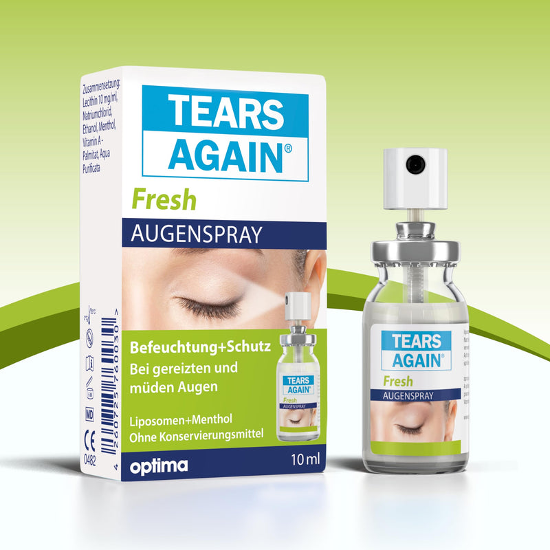 TEARS AGAIN Fresh 10ml - Eye spray against dry eyes, also suitable for children - Helps with tired and irritated eyes - No preservatives - Fresh eyes with menthol - NewNest Australia