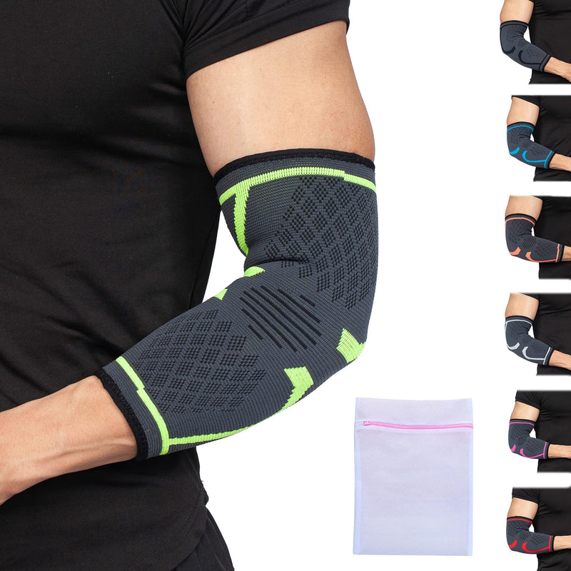 360 Relief - Compression Elbow Support For Men And Women | Splint Joint Pain Relief Tendonitis Tennis Golf Workout Weight Lifting | Large Green With Mesh Laundry Bag | - NewNest Australia