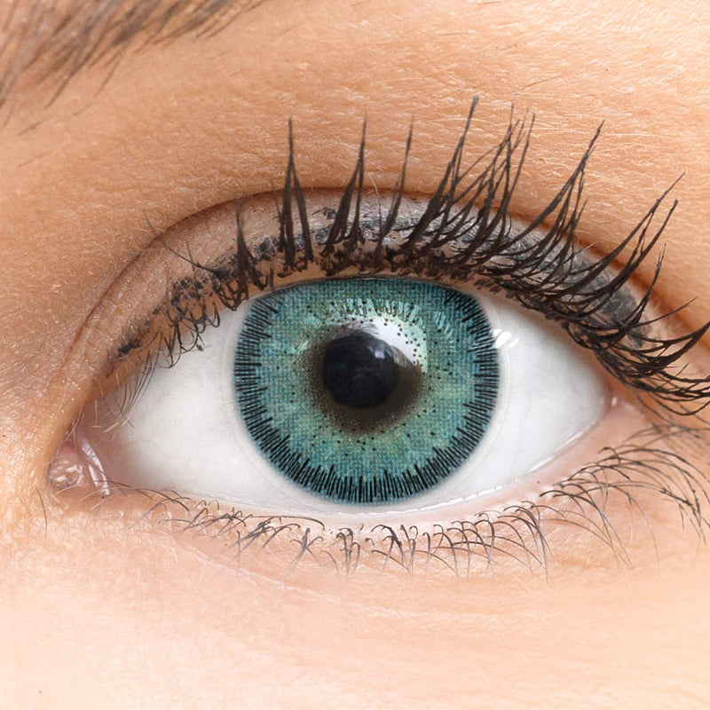 Blue colored contact lenses Viola Blue Blue Very Strong Coverage SILICONE COMFORT NEW from GLAMLENS + Case - 1 pair (2 pieces) - DIA 14.50 - With strength -4.50 diopters -4.5 diopters 8.8 millimeters 14.50 millimeters 2.0 - NewNest Australia
