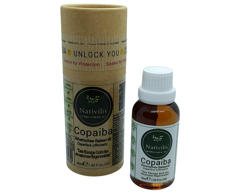 Nativilis Copaiba Essential Balm Oil - Muscle And Joint Pain - Anti-Ageing Brown Spot On Skin Acne Dermatitis Melasma Fungal Infections Circulation Of Varicose Veins Aromatherapy Oil 30 Ml - NewNest Australia
