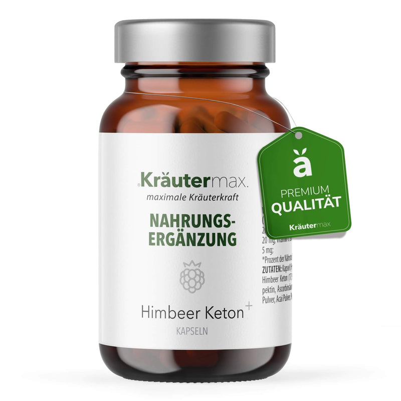 NEW! Kräutermax Raspberry Ketone Capsules | Raspberry Ketones vegan and natural | According to the Kräutermax original recipe with apple pectin, apple cider vinegar, green tea, vitamin C and more | Ketones 1 x 60 pieces - NewNest Australia