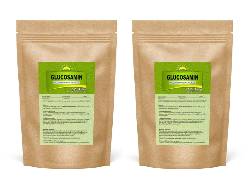Bonemis® Glucosamine, powder, 1 kg (2 bags of 500 g each), premium quality without additives (glucosamine sulfate 2KCl) - NewNest Australia