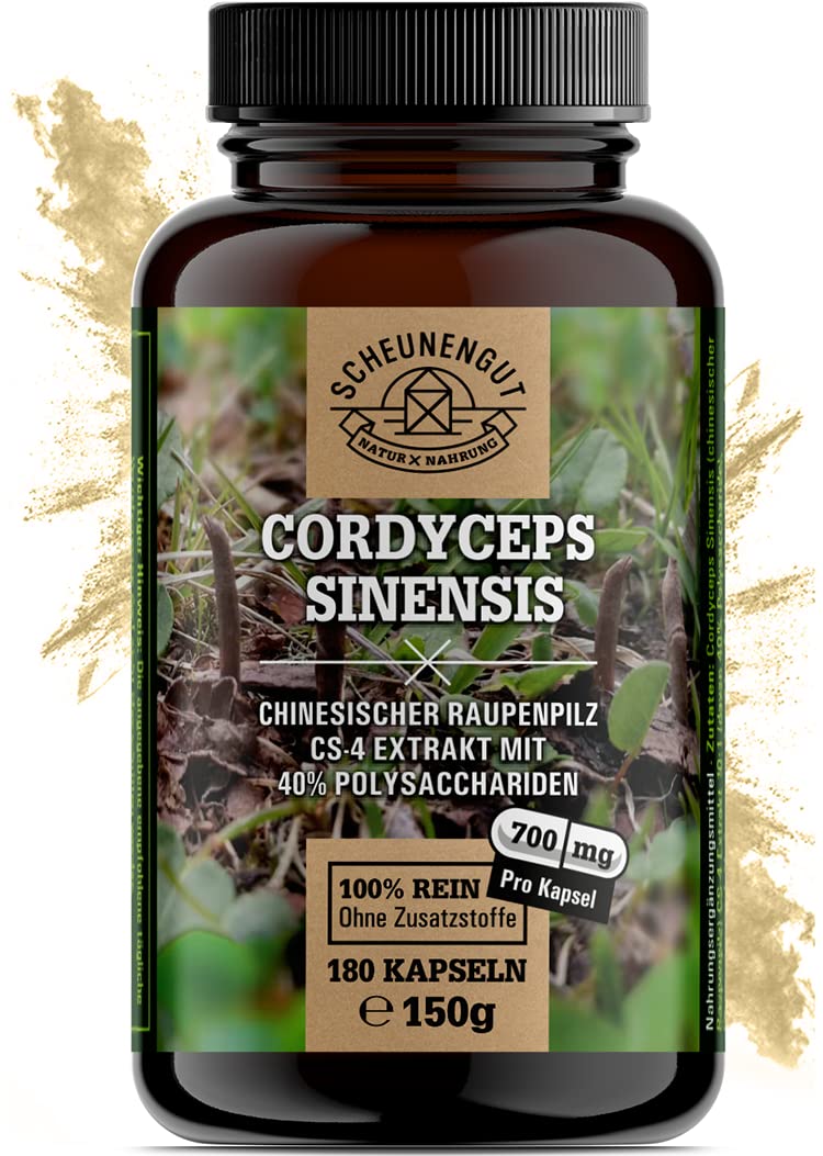 Cordyceps Sinensis - 1400Mg Per Daily Dose - Important: 10:1 Extract (=14,000Mg Cordyceps Per Dose) I With 40% Bioactive Polysaccharides I 180 Cordyceps Capsules (Cs-4 Extract) I From De I Scheunengut - NewNest Australia