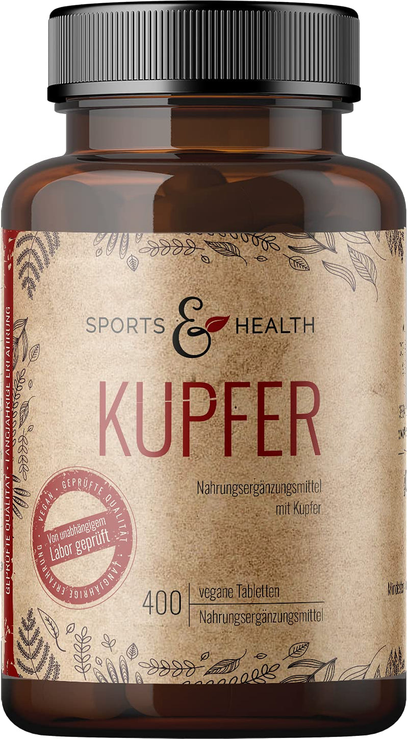 Copper tablets - 400 tablets - copper 2 mg per daily dosage - vegan - copper from 3 compounds - copper bisglycinate copper citrate copper gluconate - tested in Germany - NewNest Australia