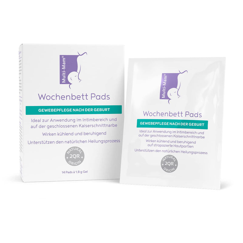 Multi-Mam postpartum pads - tissue care after birth for the intimate area and caesarean section scars - intimate care women's moist gel pads for cooling and relief, without fragrances or hormones - pack of 14 - NewNest Australia