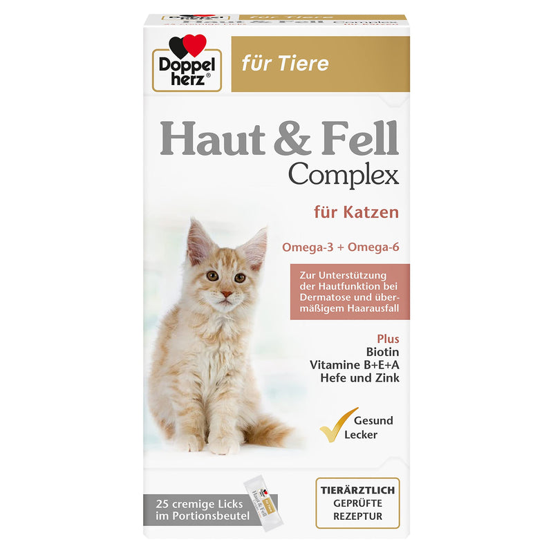 Doppelherz Skin & Fur Complex for Cats - To support skin function in dermatosis and excessive hair loss - 25 licks Skin and Fur Complex - NewNest Australia
