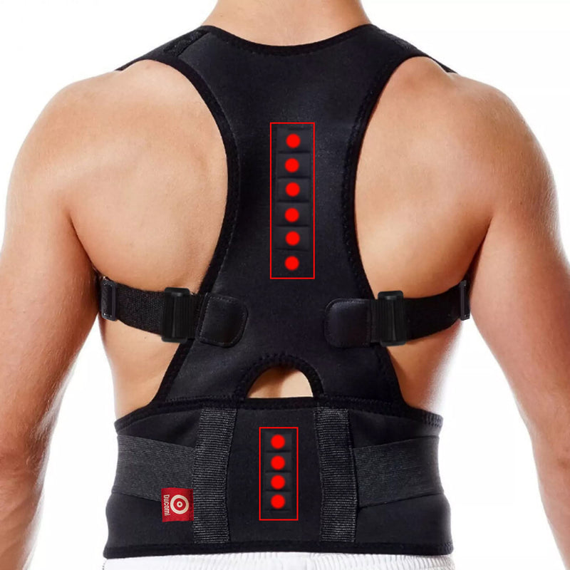 Ducomi Royal Adjustable Magnetic Shoulder Strap Posture Corrector for Men and Women, Posture Corrector with 12 Magnets 800 Gauss (Black, M) - NewNest Australia