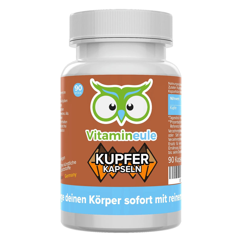 Copper capsules - 4 mg - high dosage - quality from Germany - copper gluconate without artificial additives - vegan - laboratory tested - small capsules instead of tablets - high bioavailability - Vitamineule® - NewNest Australia