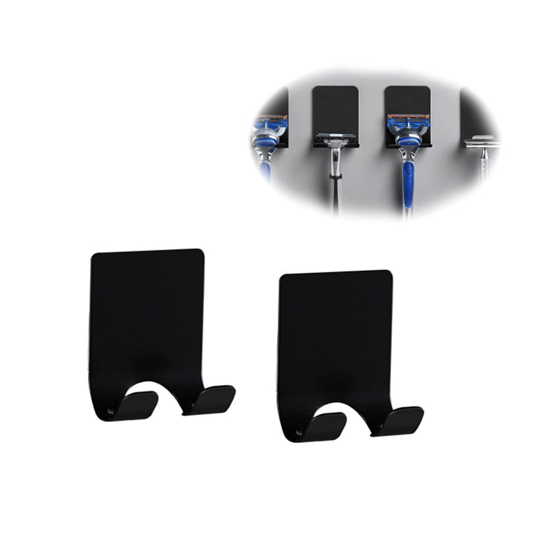 FuninCrea Razor Holder, 2 Pack Shower Razor Holder, Multi-Purpose Self-Adhesive Stainless Steel Multi-Purpose Hook for Razor, Towel, Kitchen and Bathroom (Black) Black - NewNest Australia