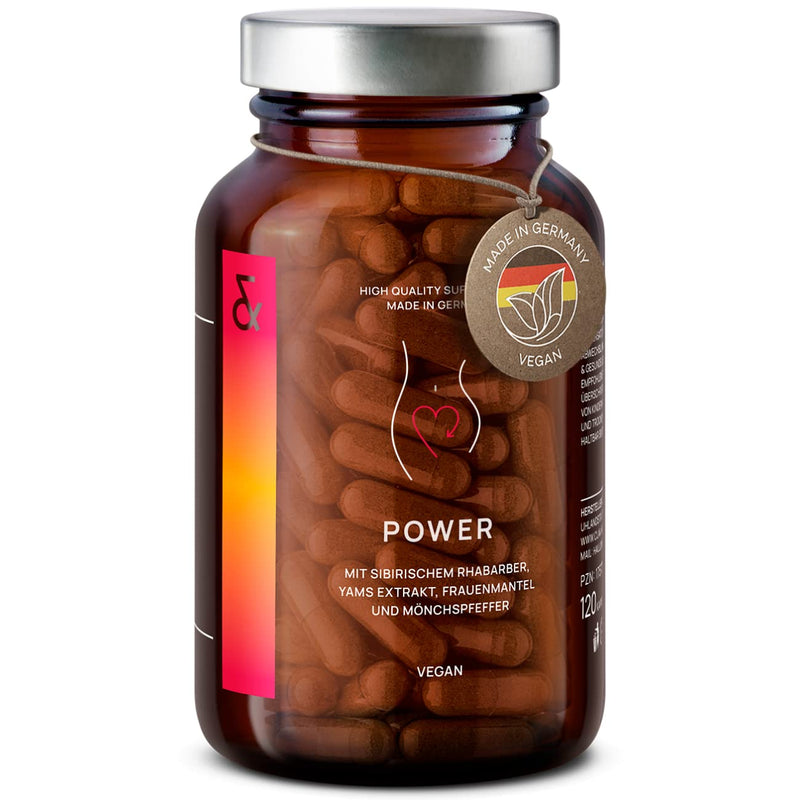 CLAV® Power - Hormone Balance - Lady's Mantle + Yam Root + Siberian Rhubarb + Chasteberry High Dose - Vitamins for Women - 120 PMS Capsules - Vegan 1 - NewNest Australia