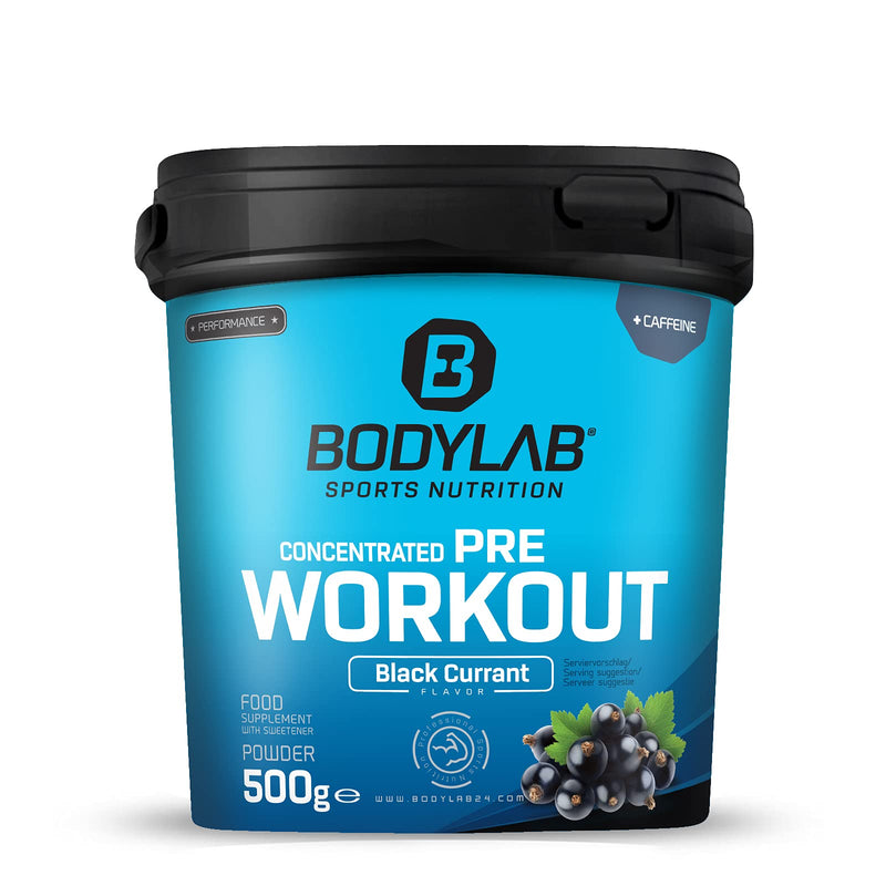 Bodylab24 Concentrated Pre-Workout Booster Blackcurrant 500g, energy booster with creatine, beta-alanine, arginine, niacin and caffeine in the optimal ratio for more power during training 500g (pack of 1) - NewNest Australia