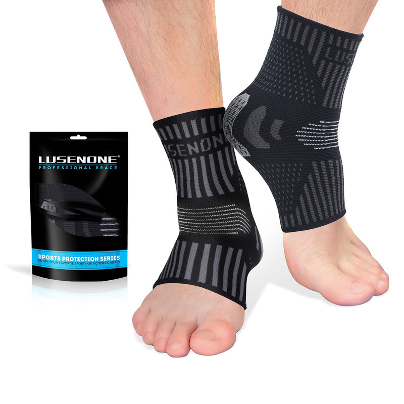 Professional Ankle Brace Pack of 2, Breathable Ankle Brace for Women/Men Compression Socks Foot Brace for Plantar Fasciitis, Arthritis, Sprained Ankles, Achilles Tendon, Sport M Black - NewNest Australia