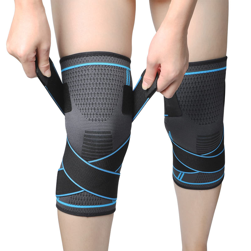 MILAIUN Knee Brace Pack of 2, Knee Support Sports for Men Women, Non-Slip Breathable Unisex Knee Brace, for Outdoor Sports or Strength Exercises (XL) Blue XL - NewNest Australia