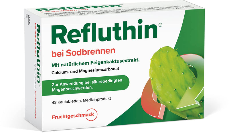 Refluthin For Heartburn, 48 Chewable Tablets With Fruit Flavor, Medical Device, Reflux Discomfort & Heartburn, Neutralises Excess Gastric Acid, Vegan & Gluten-Free, Heartburn Tablets - NewNest Australia