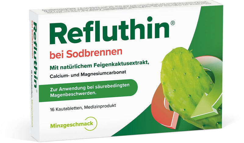 Refluthin For Heartburn, 16 Chewable Tablets With Mint Flavor, Medical Device, Reflux Discomfort & Heartburn, Neutralises Excess Gastric Acid, Vegan & Gluten-Free, Heartburn Tablets - NewNest Australia