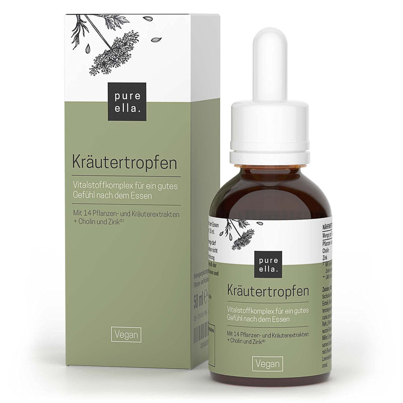 Pure Ella herbal drops with alcohol - dietary supplement with plant and herbal extracts, zinc & choline - bitter drops for a good metabolism - 1 x 50 ml - NewNest Australia