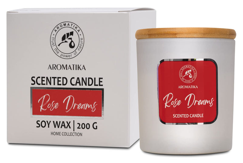 Scented Candle Rose In Glass - Rose Fragrance For Aromatherapy With Natural Rose Oil - Rose Fragrance - Soy Candle For Home - Beautiful Intense Fragrance - 45 Hours Burning Time - White 200 G - NewNest Australia