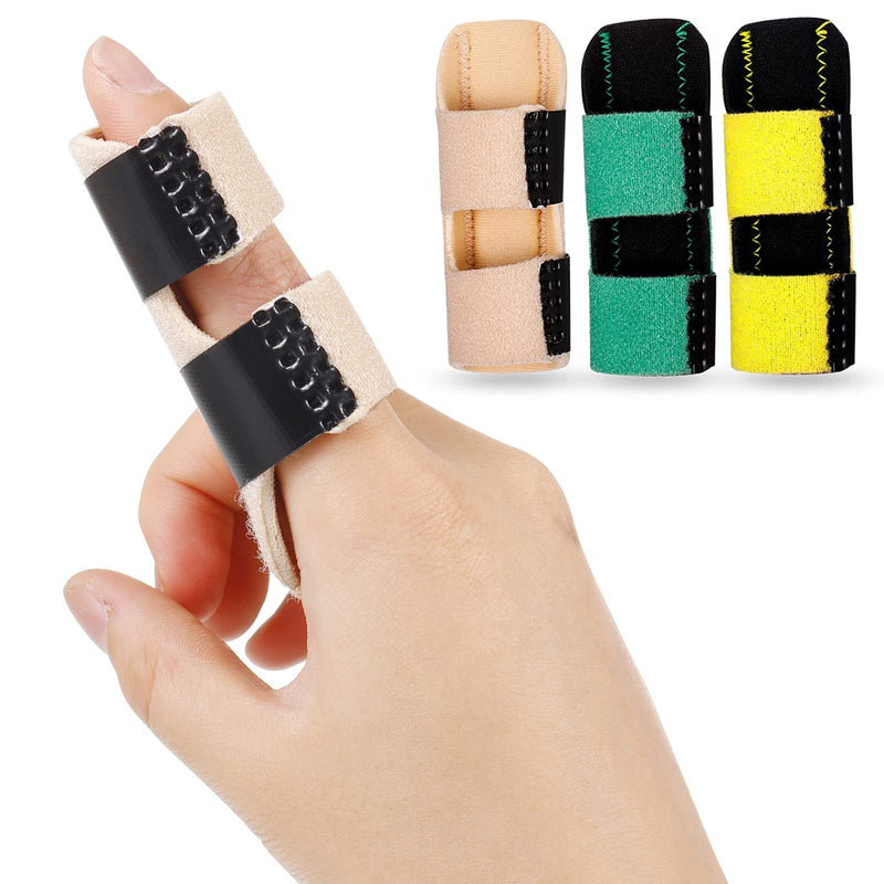 Altcompluser Pack Of 3 Finger Splint Middle Finger Orthosis Small Finger Index Finger Ring Finger Splint For Finger Bandage Finger Support For Arthritis Broken Tendinitis (Yellow/Green/Skin Tone) - NewNest Australia