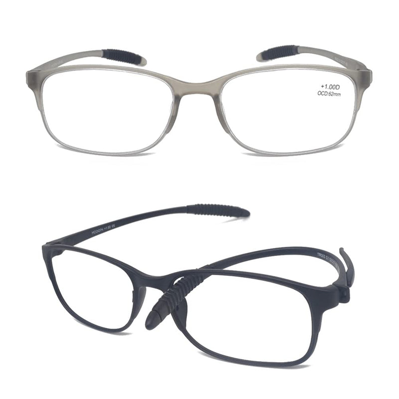 Mcoorn reading glasses, flexible, lightweight for women and men (pack of 2) with case, anti-blue, anti-reflective, one black, one gray, 2.5 x - NewNest Australia