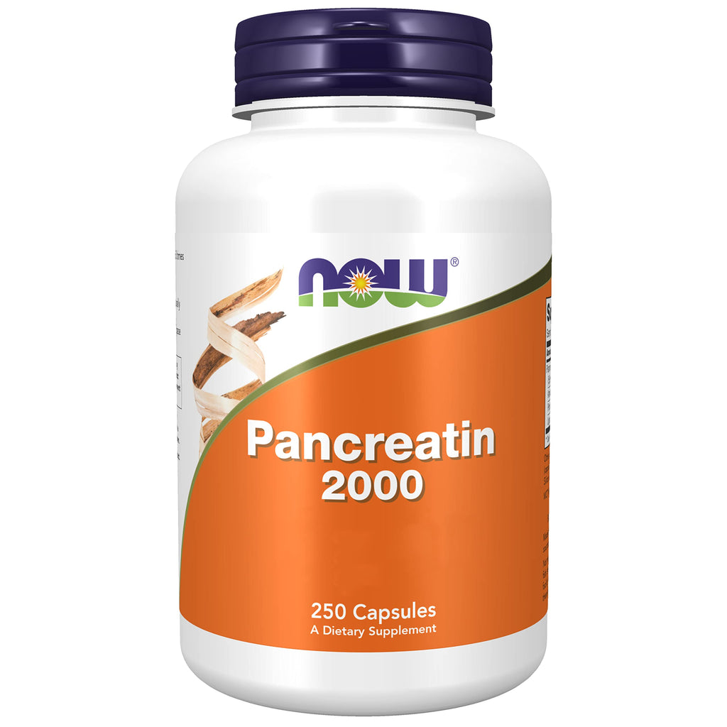 Now Foods, Pancreatin 2000, 200 mg, 250 capsules, laboratory tested, enzyme blend, gluten free, soy free, non-GMO - NewNest Australia