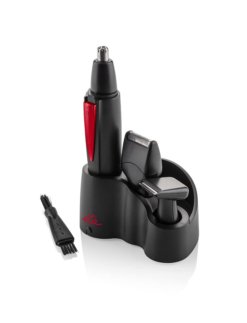 ETA nose hair trimmer Luis - 3 attachments, 1x AA, black/red - NewNest Australia