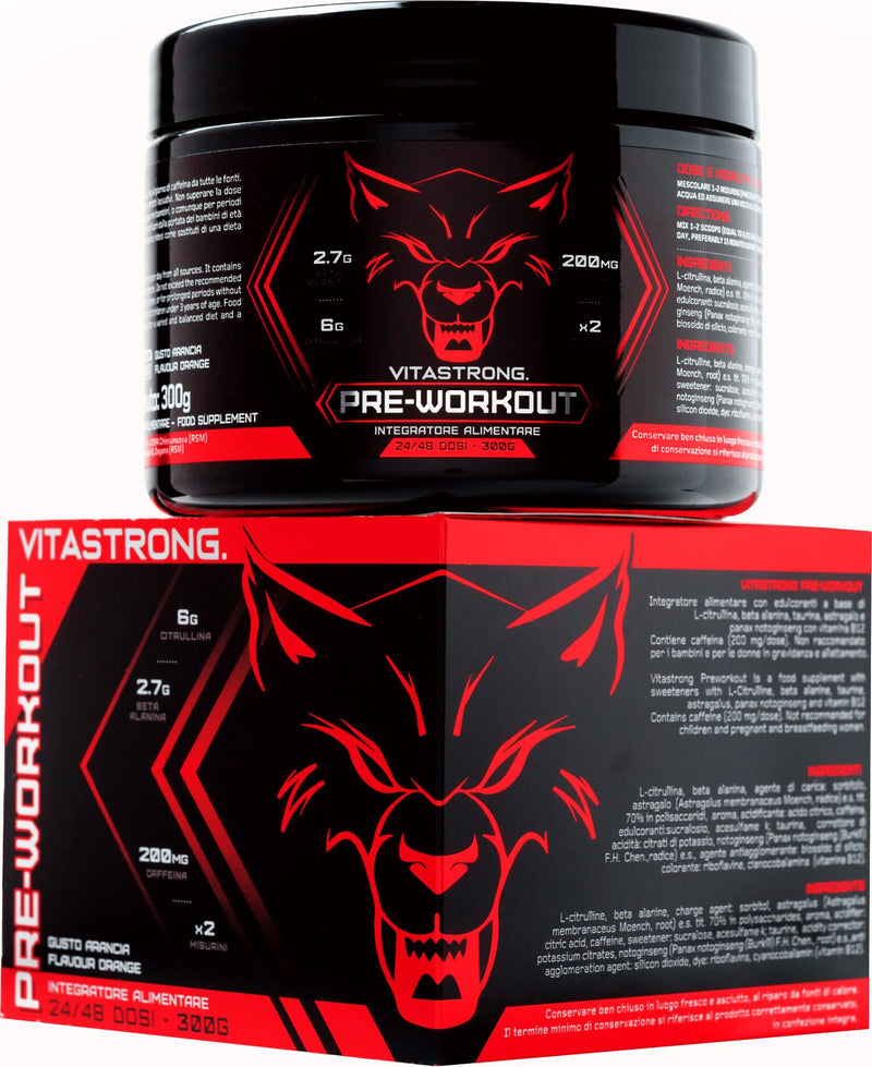 Pre Workout Booster Vitastrong - Booster Pre Workout with Beta Alanine + Caffeine & Taurine + Vitamin B - Preworkout for Extreme Pump - Drink Powder for Energy Drink - NewNest Australia