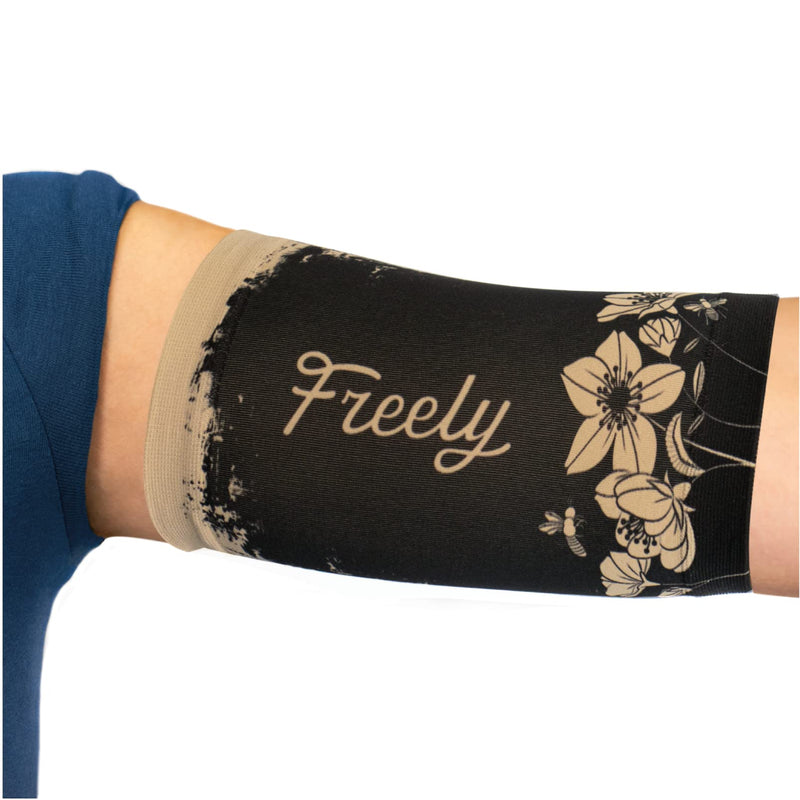 Linphelle Picc Line Microfibre Coverpicc Armacatheter Masking Tape Made Of Breathable Design Fabric, Ideal For Piccs And Glucose Meters, Black With Flowers, Size 1 - NewNest Australia