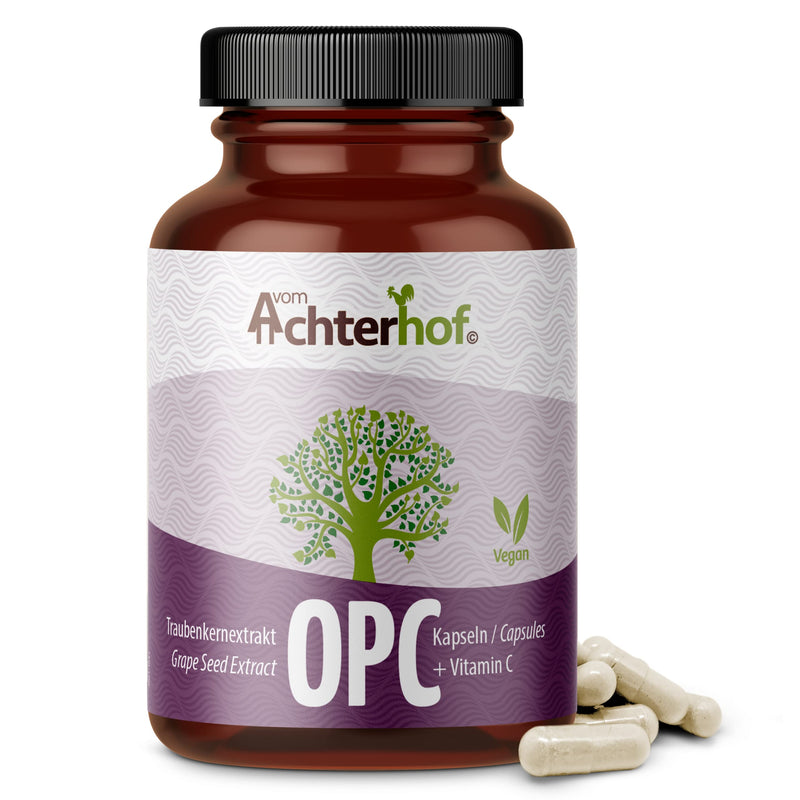 OPC grape seed extract 200 capsules | 584mg grape seed extract per capsule of which 350mg OPC | Highly dosed and cold pressed | free from artificial additives | from the aft yard - NewNest Australia