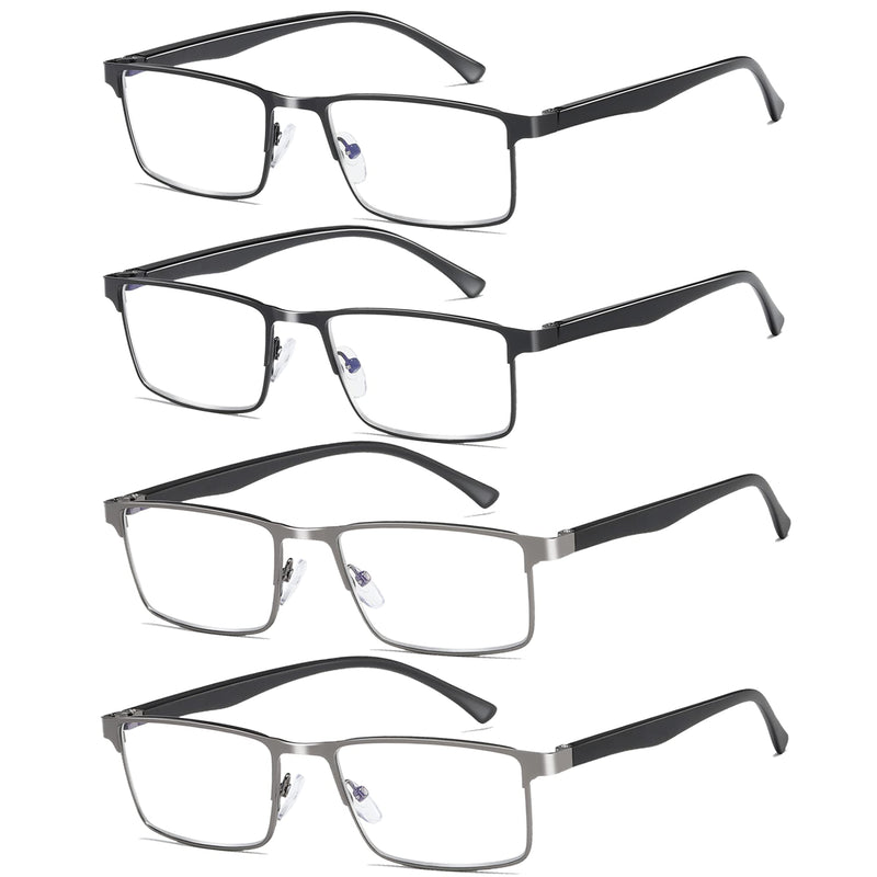 Fsread Pack of 4 Men's Reading Glasses, Lightweight Blue Light Blocking Metal Frame Men's Reading Glasses +1.50 4 Mix 1.5 x - NewNest Australia
